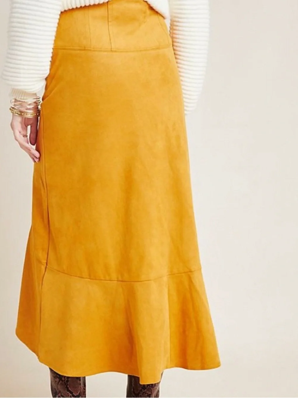 Anthropologie Maeve Cosima Faux Suede Midi Skirt